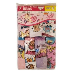 JoJo Siwa Nickelodeon Girl's Briefs Size 8.  7 Days of the Week Briefs Cotton